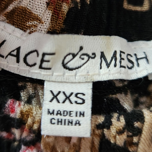 Black pink green floral maxi ruffle off shoulder dress Lace & Mesh Modcloth XXS - Picture 9 of 10